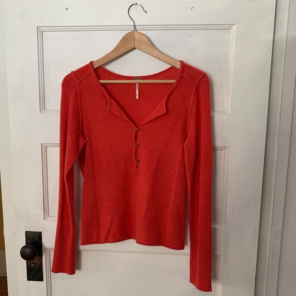 Free People Cashmere Button Sweater SZ Medium
